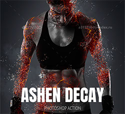 极品PS动作－熔岩吞噬(含高清视频教程)：Ashen Decay Photoshop Action